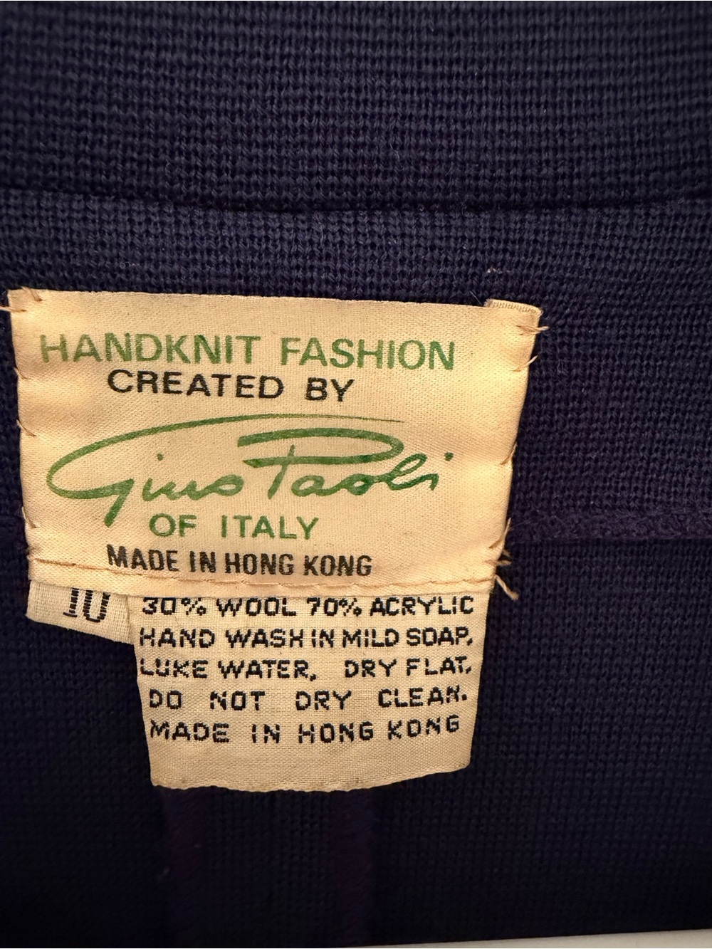 VINTAGE Gino Paoli Handknit Fashion Navy blazer. Size 10.